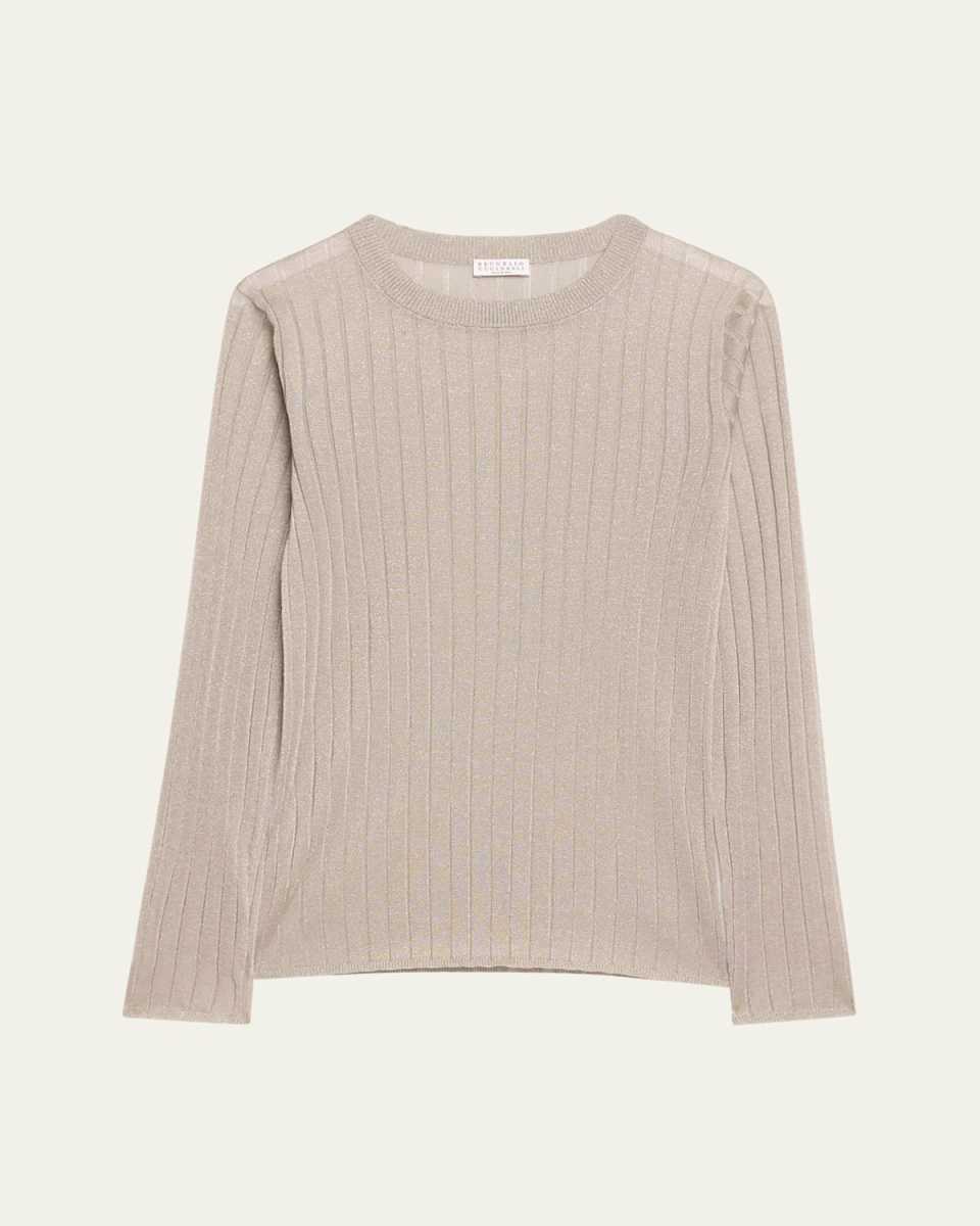Metallic Rib Fitted Knit Sweat